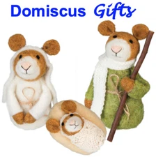 3 Pc New Felt Mouse MICE Religious Joseph Mary BABY JESUS Nativity HOLY FAMILY