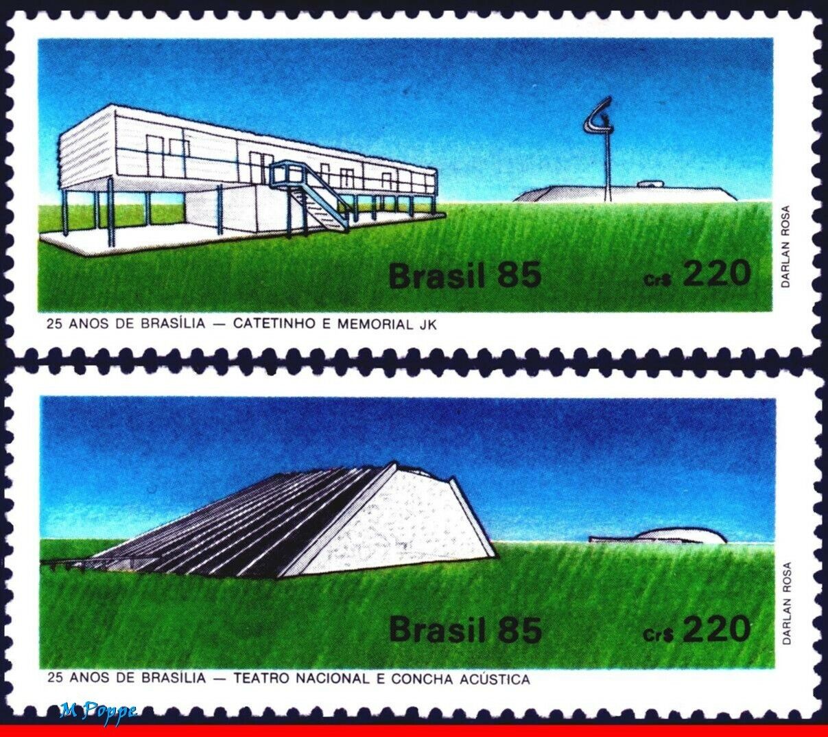 1983-84 BRAZIL 1985 BRASILIA, 25th ANNIV., THEATER, MONUMENTS, A