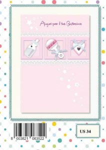 Biglietto Auguri Battesimo Bambina Con Applicazioni Rosa Ebay