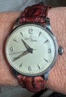 Rare 1950's Zenith Stainless Steel Case Military Original Dial Manual Wind Runs