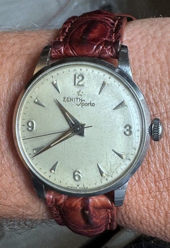 Rare 1950's Zenith Stainless Steel Case Military Original Dial Manual Wind RUNS