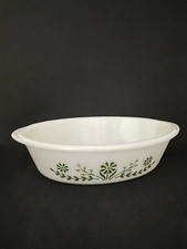Piatto Casseruola Vintage Glasbake J235 1 QT Verde Margherita Vetro Latte Ovale 