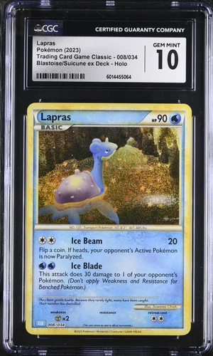 CGC 10 GEM MINT Lapras 008/034 TCG Classic Blastoise Deck Holo Pokémon 2023