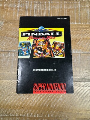 Super Pinball: Behind the Mask (Super Nintendo, 1994) Manual Only Good Condition