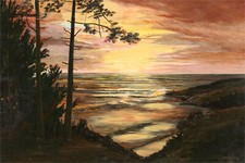 H. Sainsbury - 20th Century Acrylic, Seascape at Sunset