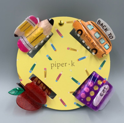 Piper K Hair Clips School Preschool Teacher Gift Pencil Apple Bus art crayon Amazon.com : Yuxung 3 Pcs Teacher Gifts Teacher Hair Clips  main image 3
