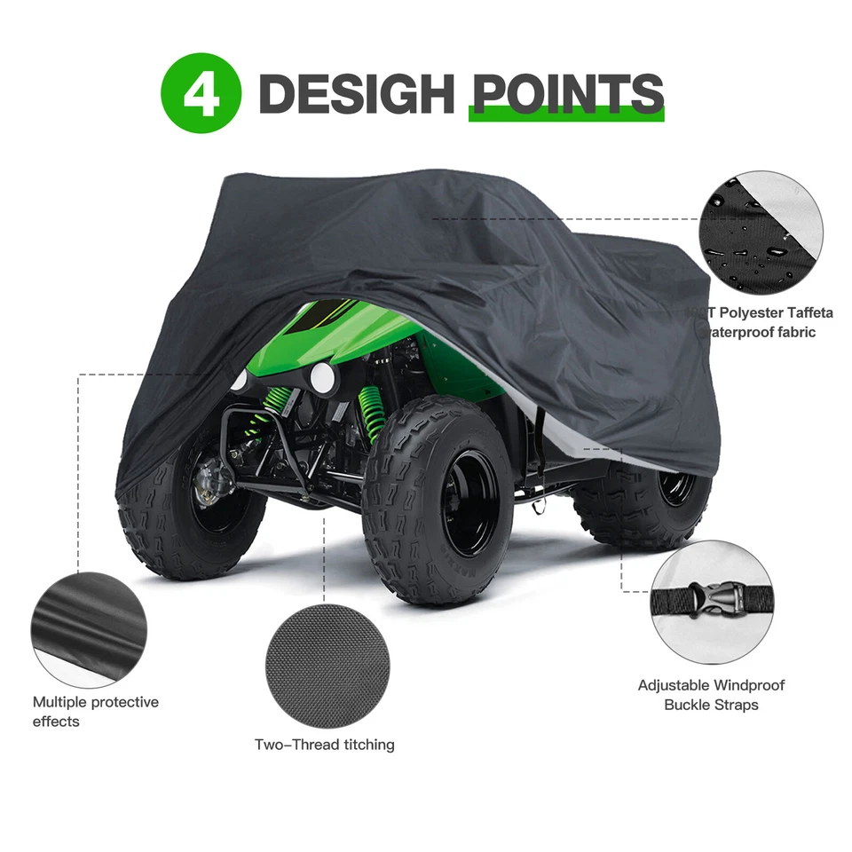 Cubierta cuádruple impermeable personalizada para ATV para almacenamiento de polvo negra para Polaris Outlaw 50 Foto 2 de 4