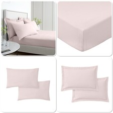 Image of Bianca 200TC Cotton Percale Extra Deep Fitted Sheet Or Pillowcases Blush