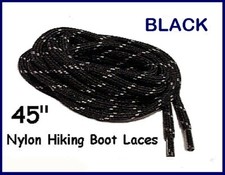 Hiking, Hiker Boot Laces 45" BLACK Nylon Weave ~ Made in USA