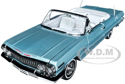 1963 CHEVROLET IMPALA CONVERTIBLE LIGHT BLUE 1/24 DIECAST MODEL BY