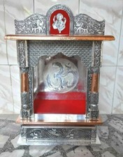 Neu Holz Heimb&uuml;ro Offen Tempel Hindu Mandir Mandap Pooja Worship Wandkunst