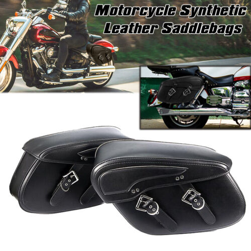 Luggage Side Saddle Bags PU Leather For Harley Touring Sportster XL883 1200 Dyna-image