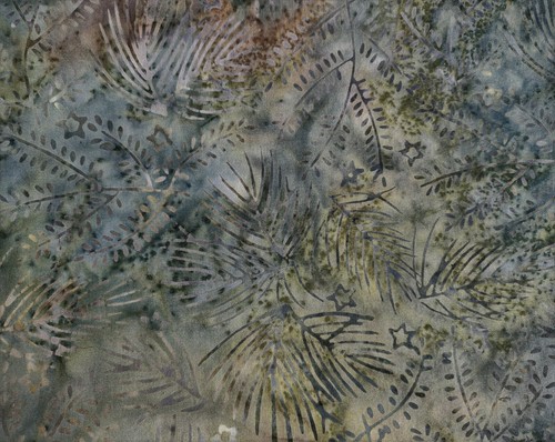 2 Yd Unbranded Cotton Quilting Fabric - Batik Leaves in Shades of Green