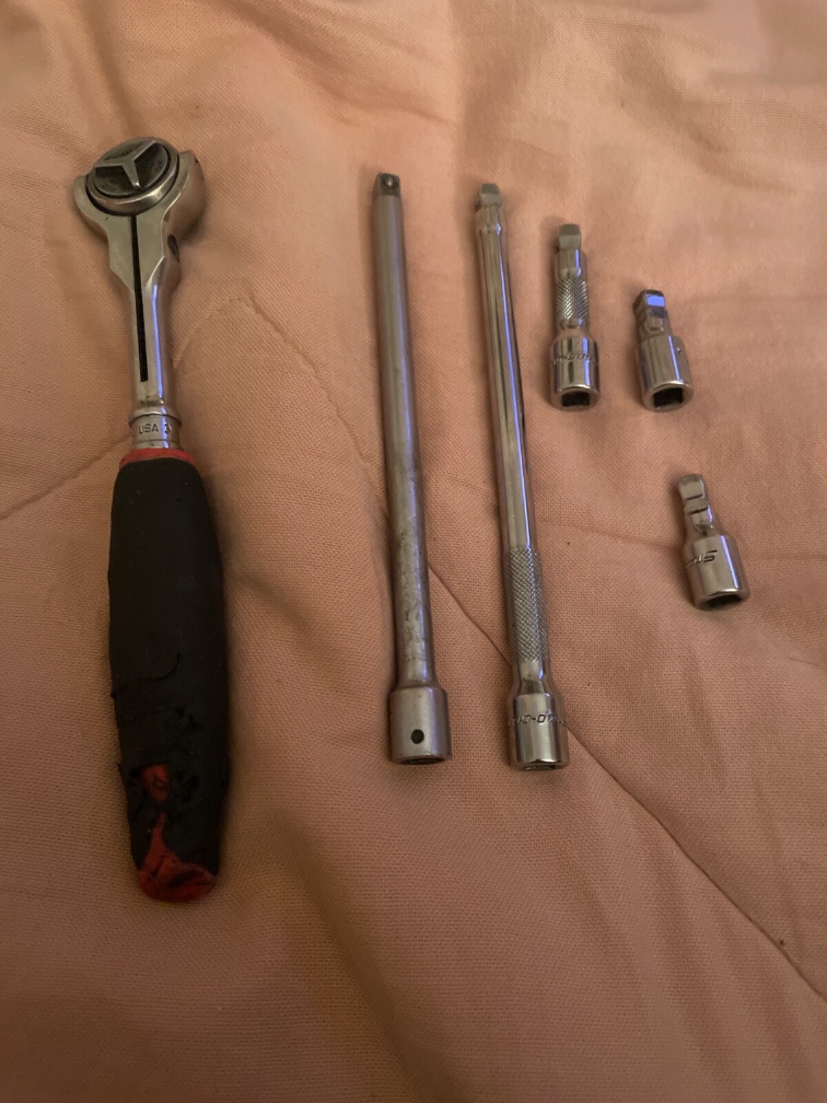 Snap On Tools TH737 1/4" Drive Ratchet S Wrench Swivel , 5 extensions