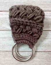 handmade crochet kitchen towel holder ONLY nickle ring brown