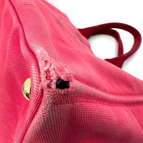 PRADA Canapa Tote Bag L Size Canvas Red Authentic #322 - Picture 8 of 12