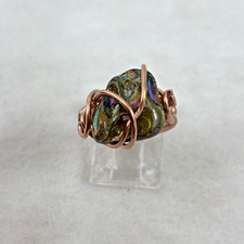 Handmade  Copper Wire Wrap Picasso Pearl Ring Size 8