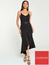 V By Very Ladies Belted Scuba Midi Dress - Black Size Uk 8