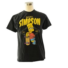 Vtg The Bart Simpson Casual T-Shirt Homer Simpson Graphic Print Black Men Large