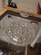 Vintage Glass Flower Frog 16 holes 5" Diameter Clear Glass