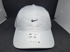Nike Unisex Dri Fit Club Cap White Swoosh Strapback Size L/XL  HF5045 100