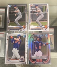 (4) 2020-21 Bowman Chrome Prospects BRETT BATY Top 100 Refractor SP, Chrome Base