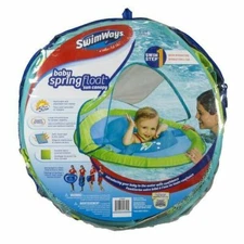 Swimways Baby Spring Float Pool w/ Adjustable Sun Canopy UPF 50+ (9-24 Months) 