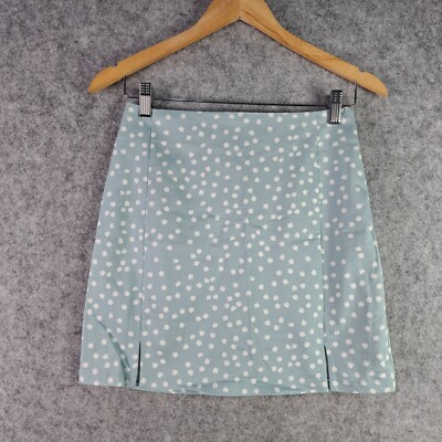 Factorie Skirt Womens 8 Blue Double Split Mini Ether Ruby Spot NEW BNWT 6082