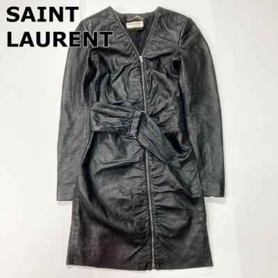 SAINT LAURENT PARIS Leather Zip Dress One Piece Size F34 Women's | eBay