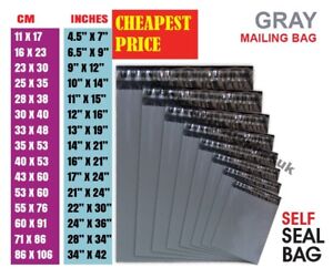 100 Strong cheapest Mailing Bags 12" X 16" Extra Large Grey   Postal Bags