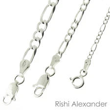 925 Sterling Silver Figaro Link Anklet Stamped .925 Italy All Sizes