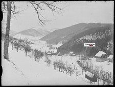 Landschaft, Montagne Winter, Platte Gläser Foto, Negativ Antik Schwarz & Weiß