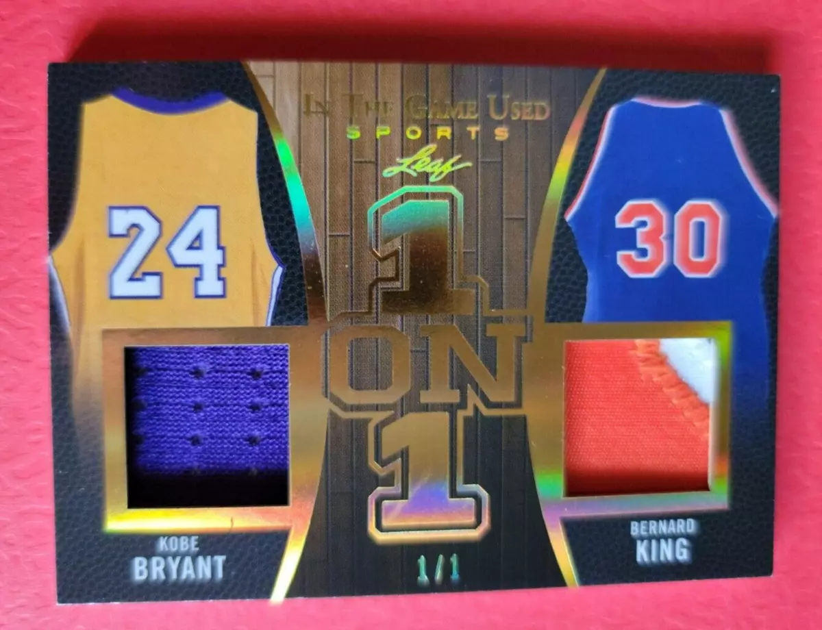 KOBE BRYANT GAME USED JERSEY BERNARD KING 1 ON 1 CARD #D1/1 1 OF 1 LEAF  LAKERS