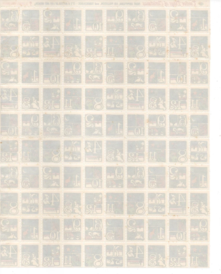 Sello de Navidad 1973 completo MNH hoja sin cortar para American Lung Association US017 Foto 2 de 2