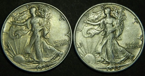 1944-P & 1944-D Liberty Walking Silver Half Dollars ~ AU ~ (Lot #971)