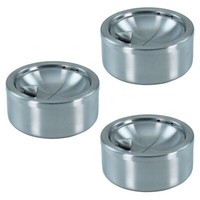 3Er Set Druckaschenbecher Windaschenbecher Aus Edelstahl ø 11,5 Cm Ascher