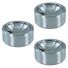 3er Set Druckaschenbecher Windaschenbecher aus Edelstahl &oslash; 11,5 cm Ascher