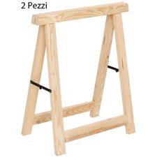 Cavalletti in Legno di Pino Coppia Pieghevoli Robusti 80 cm Tavolo da Lavoro