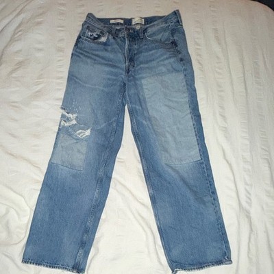 Women s Universal Thread Blue Denim Jeans Midrise 90s Baggy Solid Regular