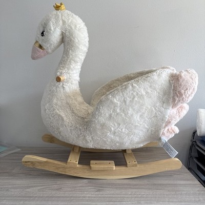 Soft Landing White Swan Children s Rocker Stuffed Animal Plush Wooden Rocking