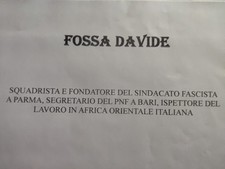 REGNO D'ITALIA PNF AUTOGRAFO FOSSA DAVIDE SQUADRISTA MILITARE SINDACALISTA
