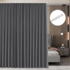 Cortina divisor habitacion opaca termica con riel techo privacidad gris 1 panel
