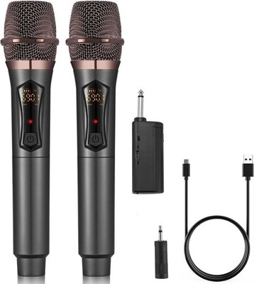Kabelloses Dual-Mikrofon WXM-B Schwarz UHF 200 Fuß Reichweite