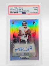 MICHAEL PENIX JR. 2024 PRIZM DECA SIGNATURE SILVER ROOKIE RC AUTO PSA 9 Q4556