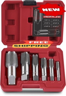 Juego de 6 machos de roscar NPT para tuberías, 1'', 3/4'', 1/2'', 3/8'', 1/4'' y 1/8''