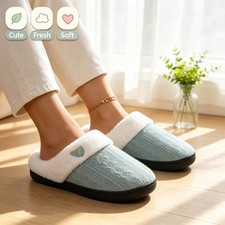 Women's Indoor House Shoes Plush Fleece-Lined Warm Cozy Non-Slip Cotton Slippers
