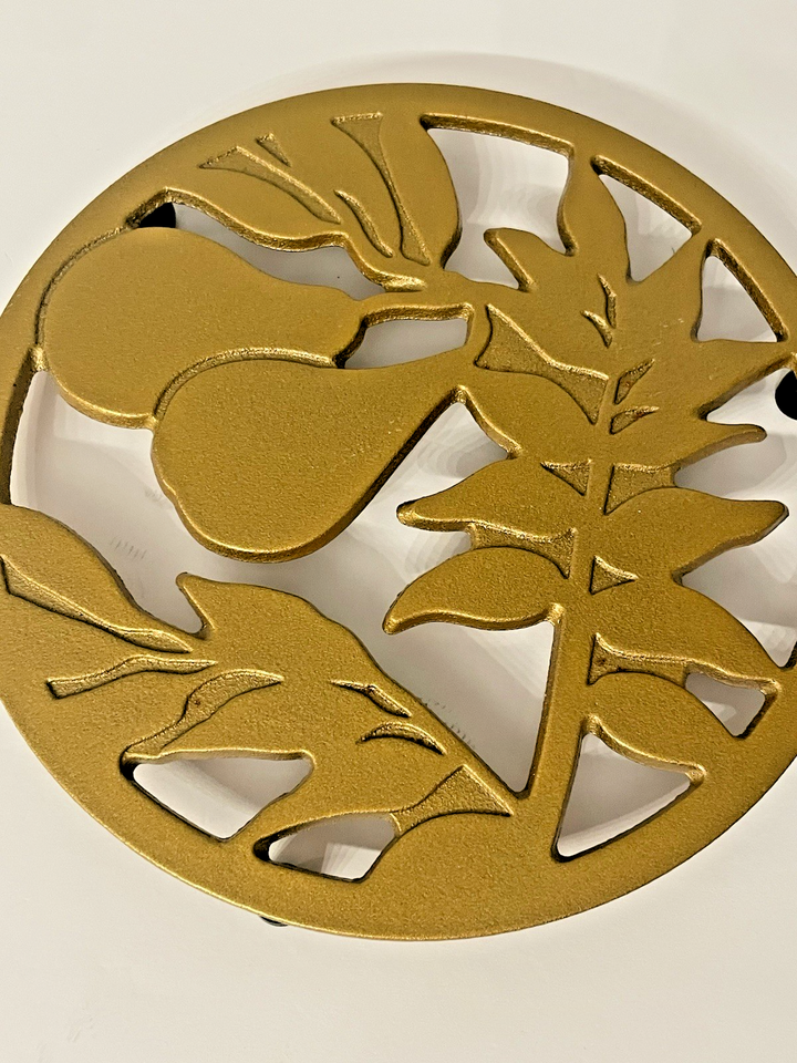 Tree Trivit Pattern SDS Decorative Gold Cast iron trivet w/ Pear Tree pattern design Autumn ...