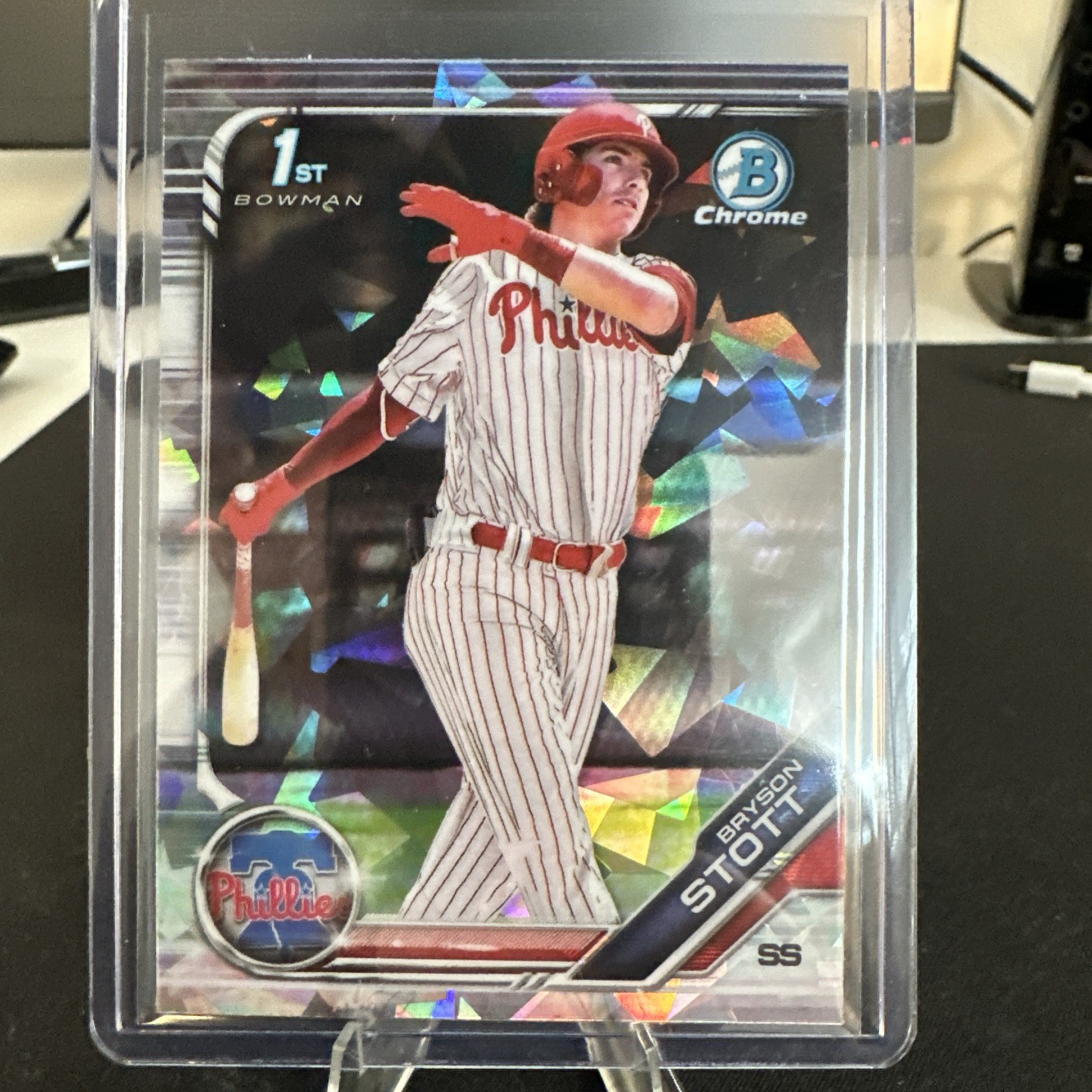 BRYSON STOTT 2019 Bowman Chrome Draft Atomic Sapphire Refractor 1st RC #BDC-79