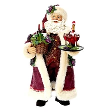 Kurt Adler Fabriche Christmas Figurine, Santa Holding Wine, 11.5in