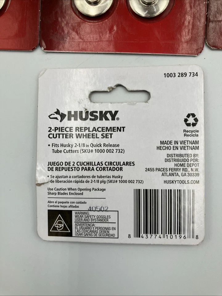 Husky 2-piece pipe cutter wheel set 1003 289 734 Fits 2-1/8" 1000 289 734 LOT - Image 4 of 4